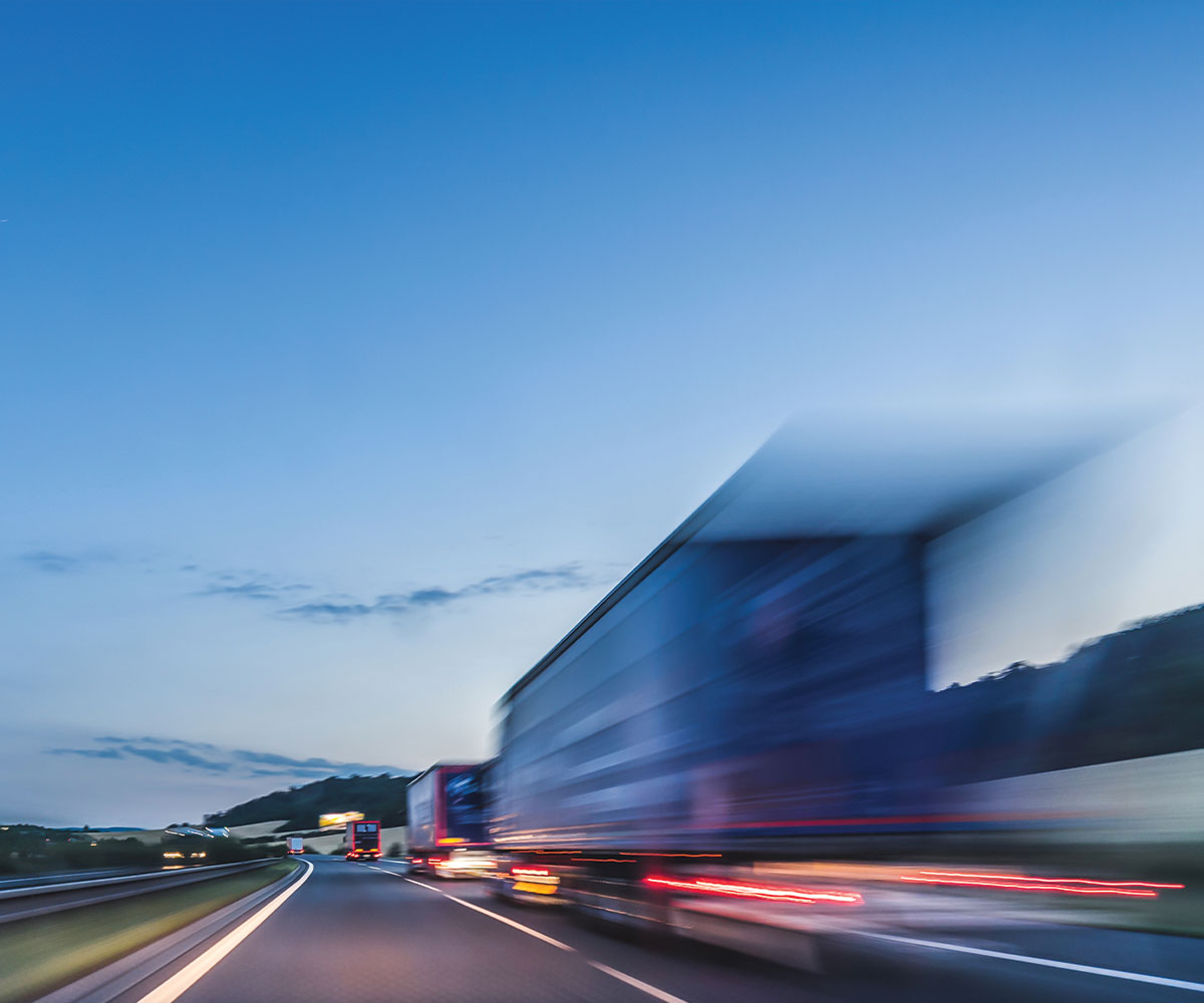 Truck driving on highway